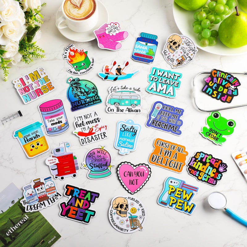 Saysurey 25 Pcs Funny Nursing Magnets for Locker Whiteboard Reusable Medical Themed Magnets Decal Fun Cool Magnetic Nurse Week Gifts for Nurses Fridge Refrigerator Office - Image 4