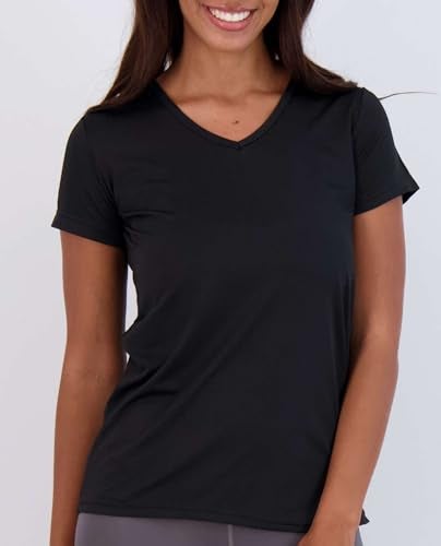REALESSENTIALS Real Essentials 5 Pack: Women's Dry Fit Short Sleeve V Neck Workout Top - Fitness Pilates Gym Athletic Yoga T-Shirt (Plus Available), Set 5, XXL - Image 3