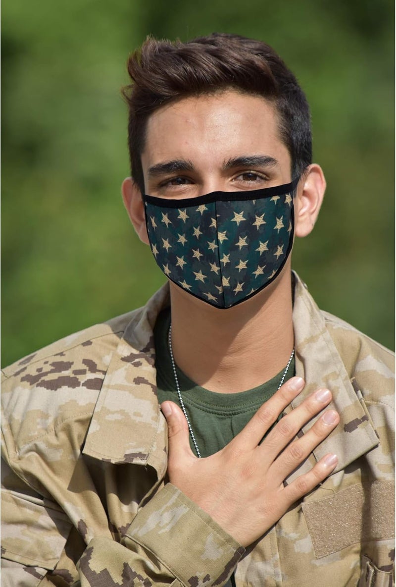 BeatBasic Pack 3 Five-pointed Star Camo Face Mask - Inner White Cotton - Unisex Adult Fashion Face Covering, Reusable, Dust Proof, Washable for Men Women Adult Teenager - Image 4