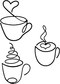 Ferraycle 3 Pieces Coffee Cup Metal Wall Art Wire Coffee Wall Sign Wire Coffee Cat Sign Wire Wall Decor for Kitchen - Image 1