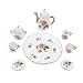 Cutemini Dollhouse 16 Porcelain Tea Cup Sets 8 Pcs Set Miniature Ceramics Dollhouse Accessories Flower Pattern Teapot Platter Dish Sets Dollhouse Kitchen Supplies Decoration Little Rose - Image 2