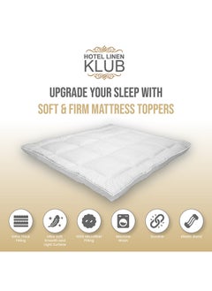 Hotel Linen Klub Deyarco Soft Comfort King Mattress Topper - 85GSM Microfiber 1 cm Stripe Super Soft Fabric - 500GSM Soft, Firm ,and Extra Thick Fibersheet with 4 sides Elastic Bands-Size: 180 x 200cm ,White  - Image 2