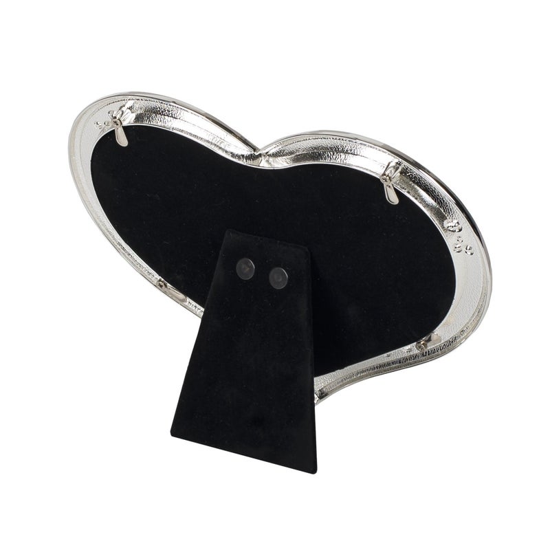 Roman Clustered Rhinestones Heart Shaped 6.5 x 8 inch Zinc Alloy Table Top Photo Frame Ivory - Image 3