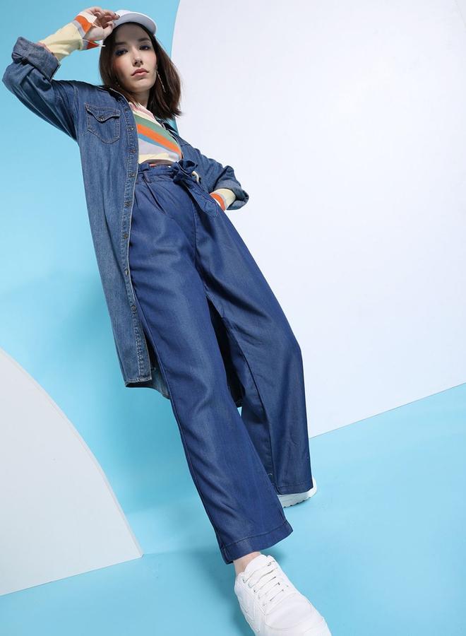 Freehand Women Blue Straight Leg Solid Pants - Image 5