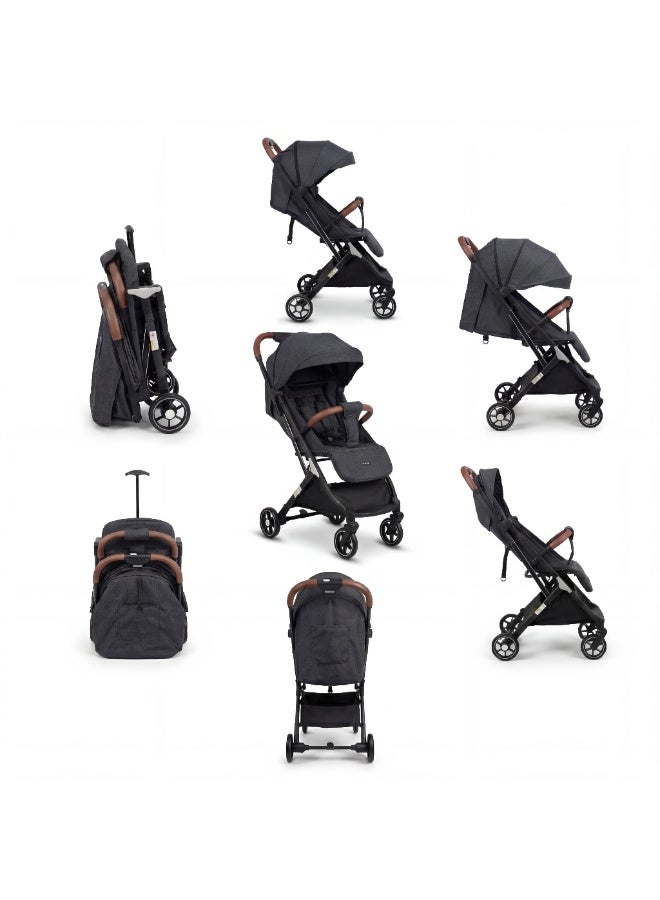 بورباي عربة أطفال للسفر خفيفة الوزن بتتقفل بإيد واحدة مع يد جر للمطار والرحلات وشمسية قابلة للتعديل للأطفال وحديثي الولادة - Image 2