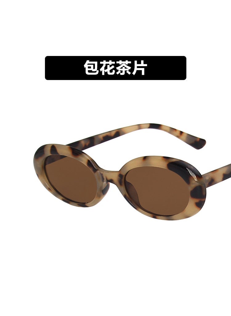 Vintage Oval Sunglasses Women Korean Trendy Cat Eye Scented Tea slices