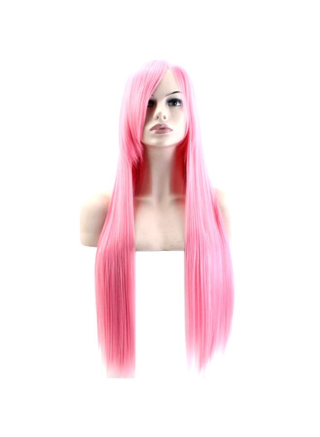 NIBEMINENT Long Straight Hair Cosplay Wig Pink One Size