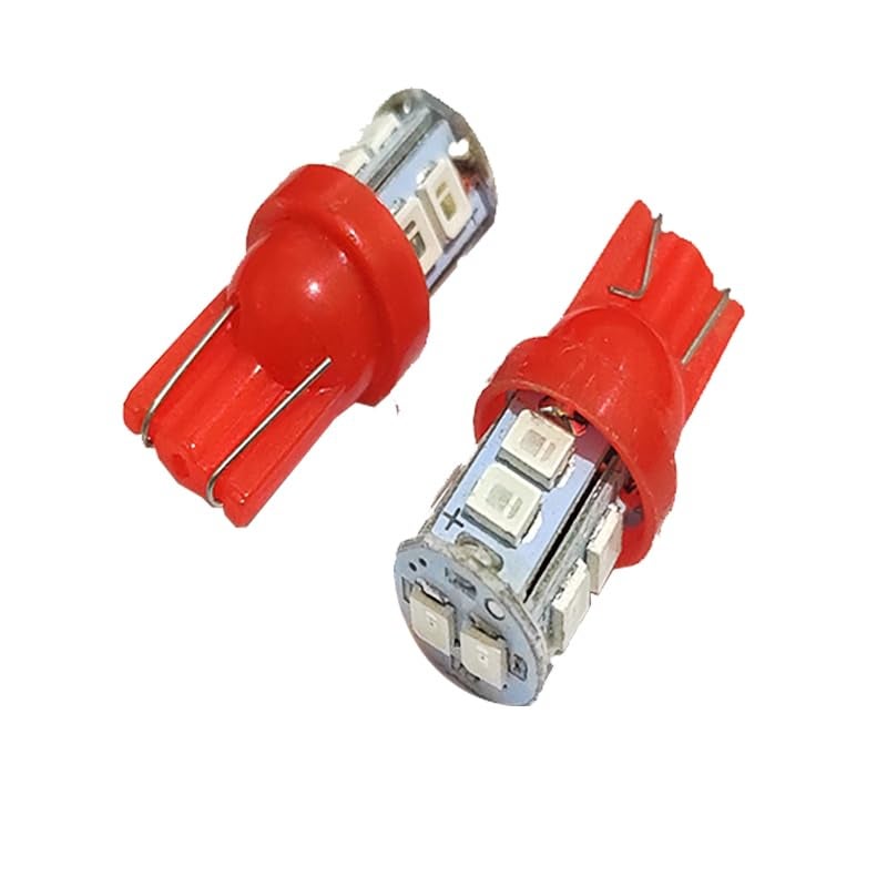 2020 KaberMisr 2020 LED Interior Light Kit Wedge Base T10 Type Car Side Marker Light Bulbs Replacement License Plate Light Bulbs (Red Light, 10 LED, 2 Pieces)
