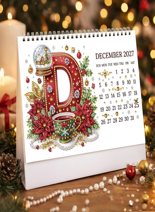 ARTopet 2027 DIY Diamond Art Desk Calendar Creative Design Thick Paper Alphabet Theme Gemstone Painting Art Crafts Monthly Flip for Tabletop Home Office Planning-Letter - Image 4