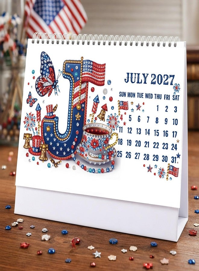 ARTopet 2027 DIY Diamond Art Desk Calendar Creative Design Thick Paper Alphabet Theme Gemstone Painting Art Crafts Monthly Flip for Tabletop Home Office Planning-Letter - Image 5