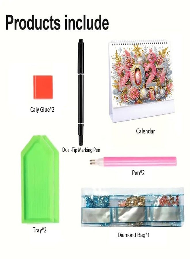 ARTopet 2027 DIY Diamond Art Desk Calendar Creative Design Thick Paper Alphabet Theme Gemstone Painting Art Crafts Monthly Flip for Tabletop Home Office Planning-Letter - Image 3