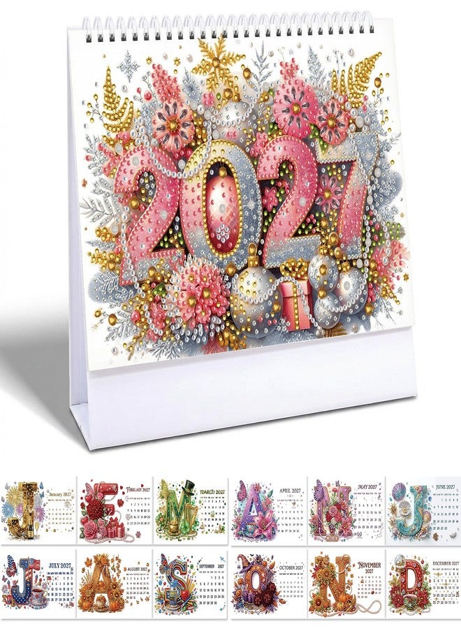 ARTopet 2027 DIY Diamond Art Desk Calendar Creative Design Thick Paper Alphabet Theme Gemstone Painting Art Crafts Monthly Flip for Tabletop Home Office Planning-Letter - Image 1