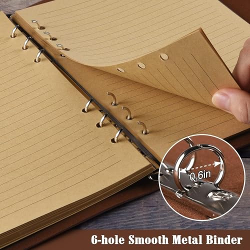 OMEYA Leather Journal Notebook, Refillable Writing Journal Diary Planner for Women Girls (Brown, A5-9.3''×6.3'') - Image 4