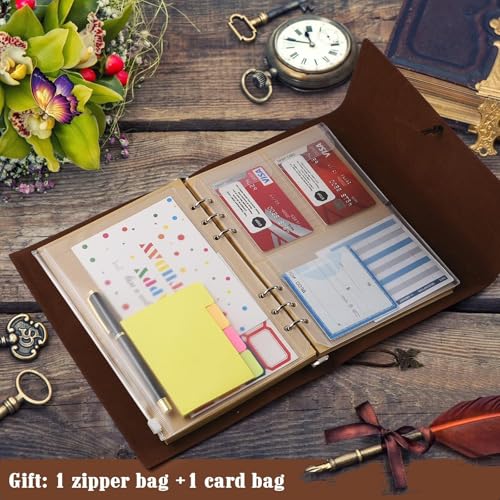 OMEYA Leather Journal Notebook, Refillable Writing Journal Diary Planner for Women Girls (Brown, A5-9.3''×6.3'') - Image 5