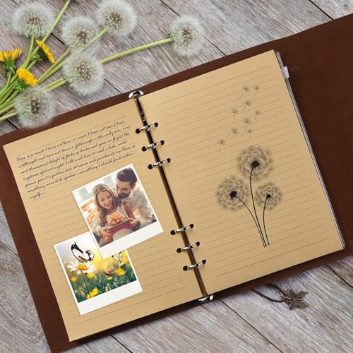 OMEYA Leather Journal Notebook, Refillable Writing Journal Diary Planner for Women Girls (Brown, A5-9.3''×6.3'') - Image 3