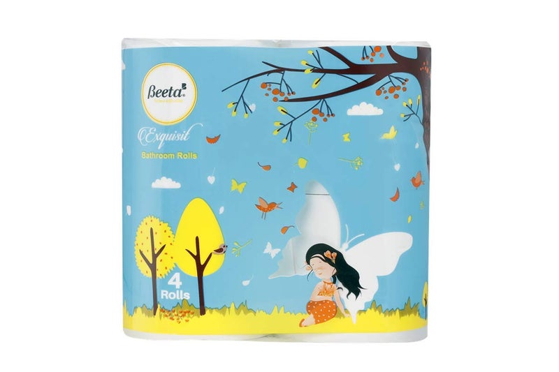 Beeta Ultra-Soft Toilet Tissue Paper Roll Dia. 3-Ply Bath Tissue, White -4 Rolls (Pack of 1) 100% Natural Cellulose Fiber - Image 1