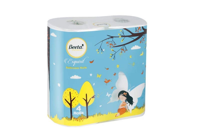 Beeta Ultra-Soft Toilet Tissue Paper Roll Dia. 3-Ply Bath Tissue, White -4 Rolls (Pack of 1) 100% Natural Cellulose Fiber - Image 3