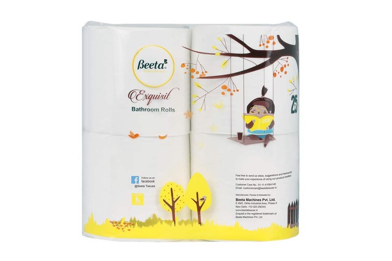 Beeta Ultra-Soft Toilet Tissue Paper Roll Dia. 3-Ply Bath Tissue, White -4 Rolls (Pack of 1) 100% Natural Cellulose Fiber - Image 2