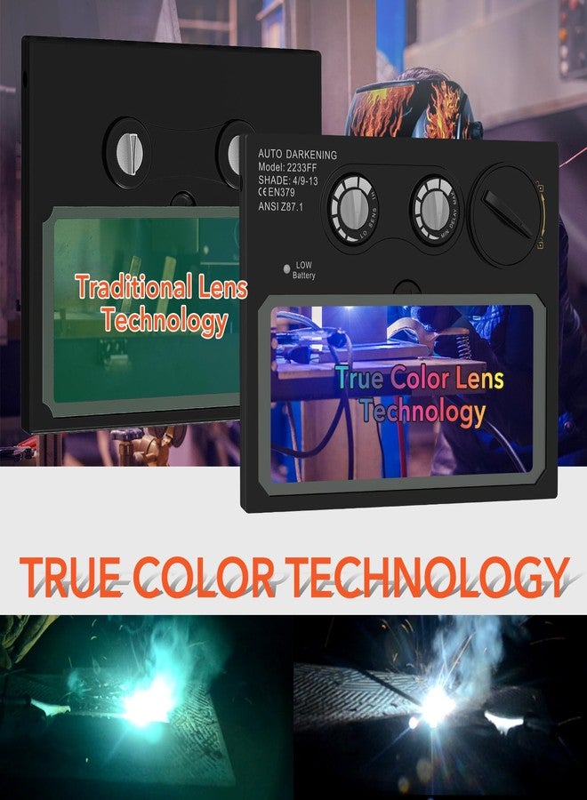 TRQWH Welding Helmet with Light True Color Auto Darkening Welding Helmets for Men Solar Powered Welding Hood with 2 Arc Sensor Wide Shade 4/9-13 for TIG MIG ARC Cool Welder Mask - Image 2