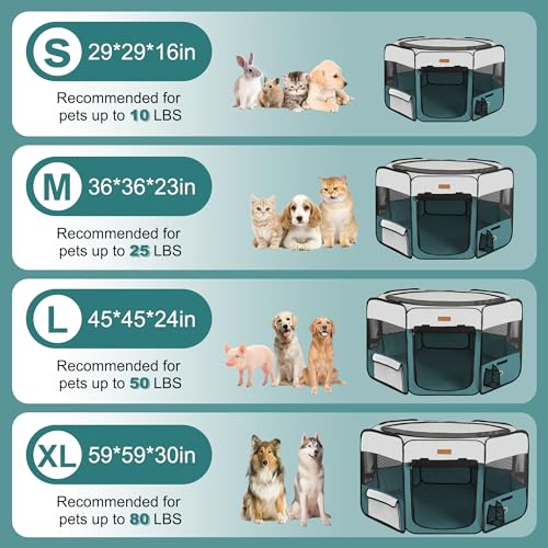 Akinerri Dog Playpen, Portable Pet Play Pen for Cat, Puppies, Rabbits, Chickens, Foldable Large-Capacity Pet Tent for Indoor/Outdoor Travel Camping Blue - Image 5
