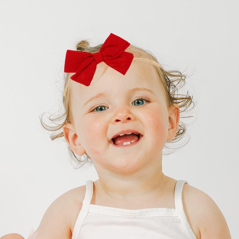 Soft Cotton Linen Bow Headbands For Newborns 4PCS Non Slip Infant Head Wraps - Image 5