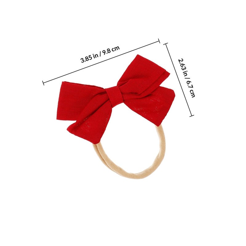 Soft Cotton Linen Bow Headbands For Newborns 4PCS Non Slip Infant Head Wraps - Image 3