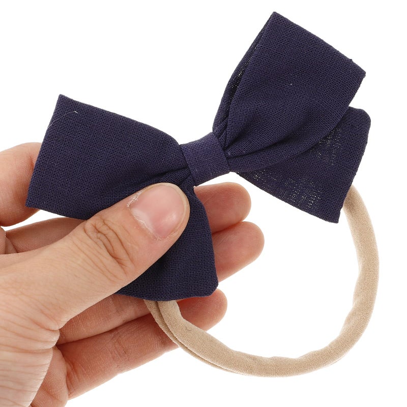 Soft Cotton Linen Bow Headbands For Newborns 4PCS Non Slip Infant Head Wraps - Image 4
