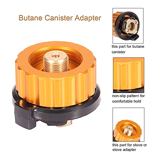 Sagafly Propane to Butane Adapter Camping Stove Adapter 1 Lb Propane Tank Input EN417 Lindal Valve Output w/Butane Canister Nozzle Input EN417 Lindal Screw Cartridge Output Gas Converter LPG Canister Adapter - Image 3