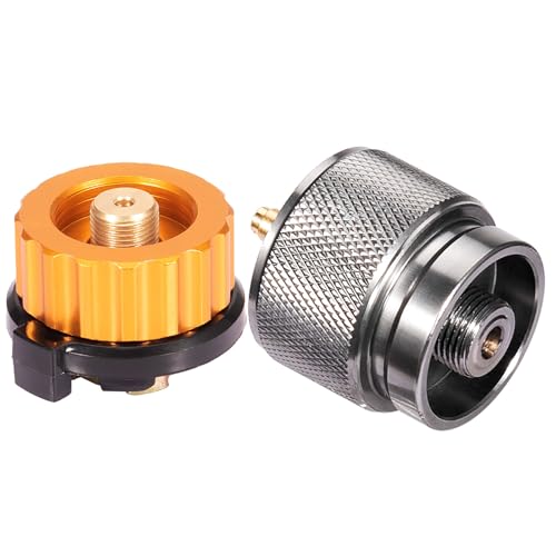 Sagafly Propane to Butane Adapter Camping Stove Adapter 1 Lb Propane Tank Input EN417 Lindal Valve Output w/Butane Canister Nozzle Input EN417 Lindal Screw Cartridge Output Gas Converter LPG Canister Adapter - Image 1