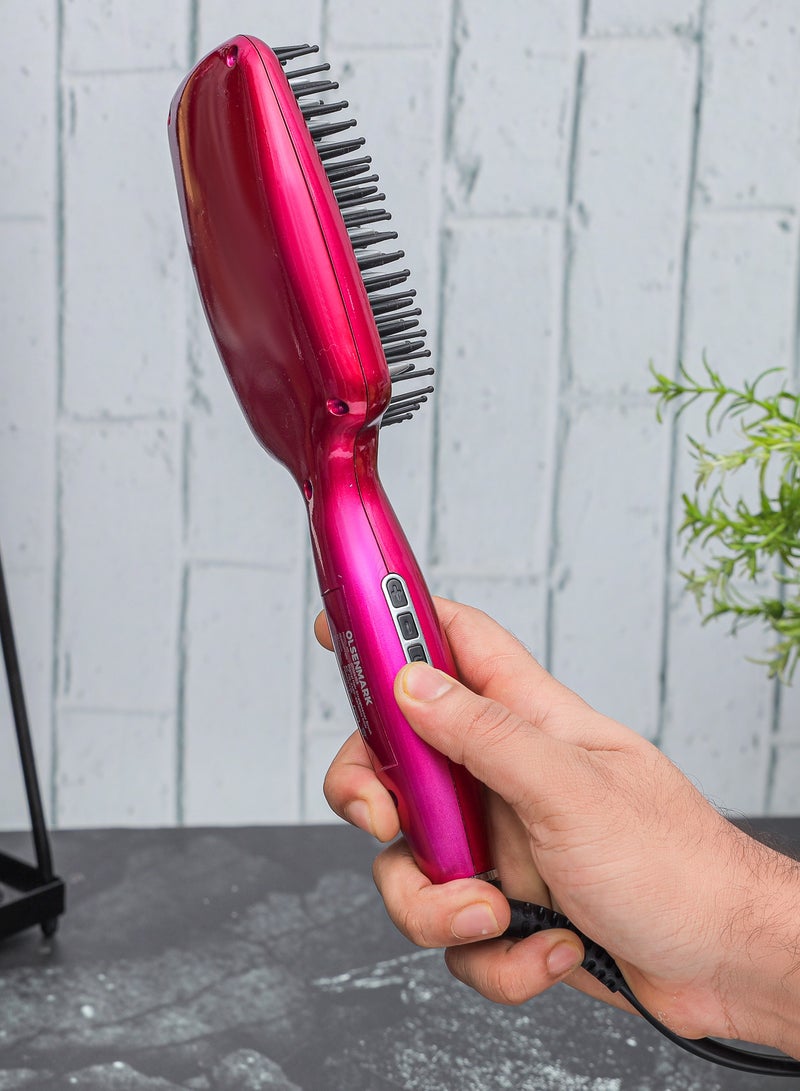 Olsenmark Digital Hair Straightener Brush 50W OMH4103, LCD Display, Smooth and Easy To Use Design, Ceramic Coated Plate, 60 minutes Auto Shut Off purple - Image 4