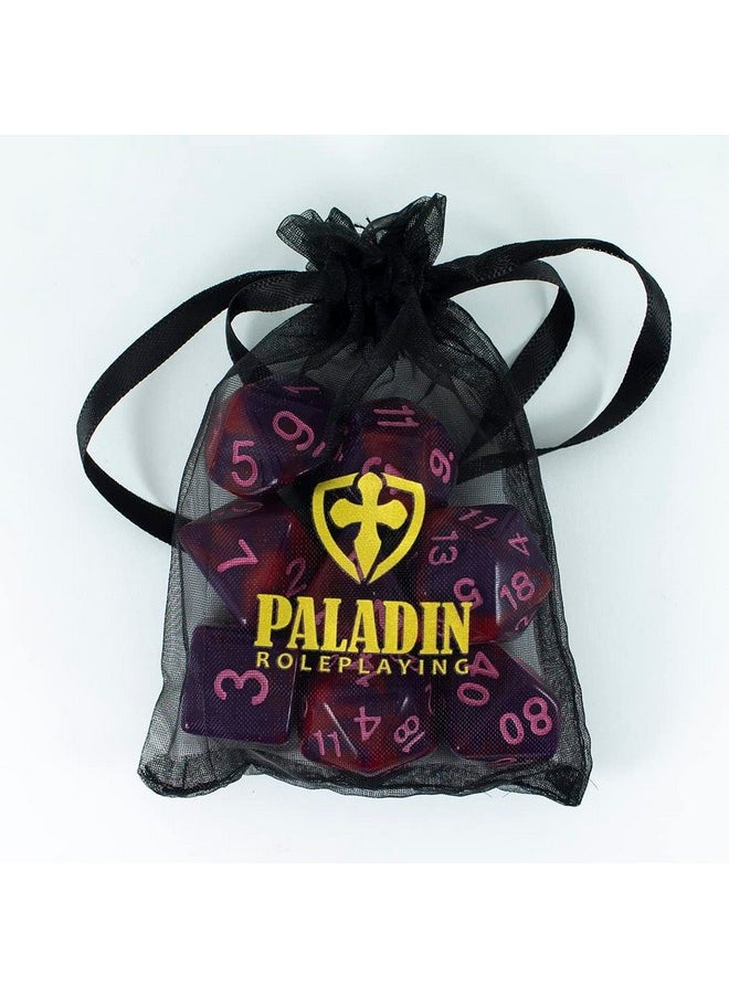 Paladin Roleplaying Red and Purple Dice - Expanded DND Set with Extra D20 - 'Tiefling's Kiss'