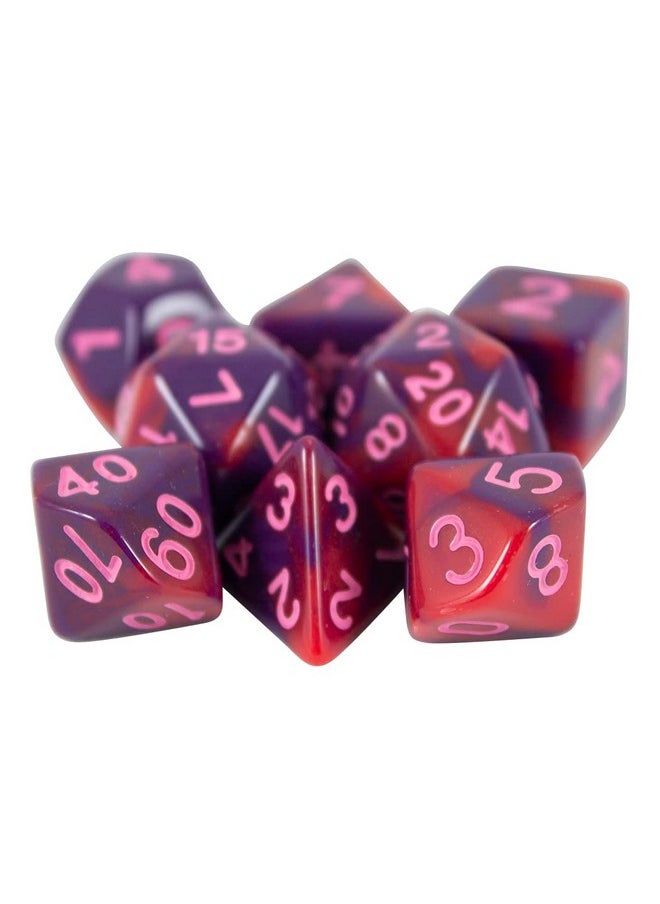 Paladin Roleplaying Red and Purple Dice - Expanded DND Set with Extra D20 - 'Tiefling's Kiss'