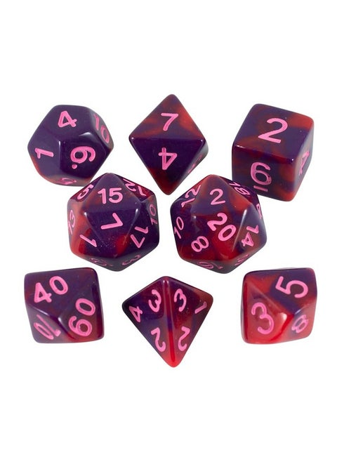 Paladin Roleplaying Red and Purple Dice - Expanded DND Set with Extra D20 - 'Tiefling's Kiss'