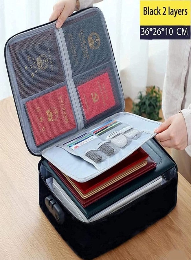 حقيبة مستندات UDEETA MART DocSafe مزودة بقفل، حقيبة تخزين ملفات بسحاب من طبقتين للكمبيوتر المحمول والملفات المهمة والشهادات والأشياء الثمينة، حقيبة سفر ومنزل آمنة محمولة - Image 4