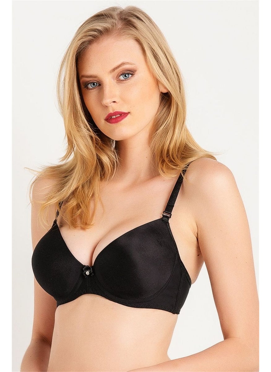 Magic Form - 2050 Women's Black Plain Fabric Water Filled Maximizer Bra - Image 1