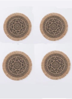 Kutis 4-Piece Dining Table Decorative Placemats Cotton And Linen Black/Brown 38 Centimeter  - Image 1
