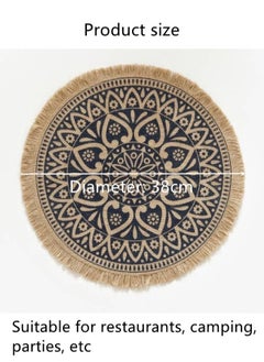 Kutis 4-Piece Dining Table Decorative Placemats Cotton And Linen Black/Brown 38 Centimeter  - Image 4