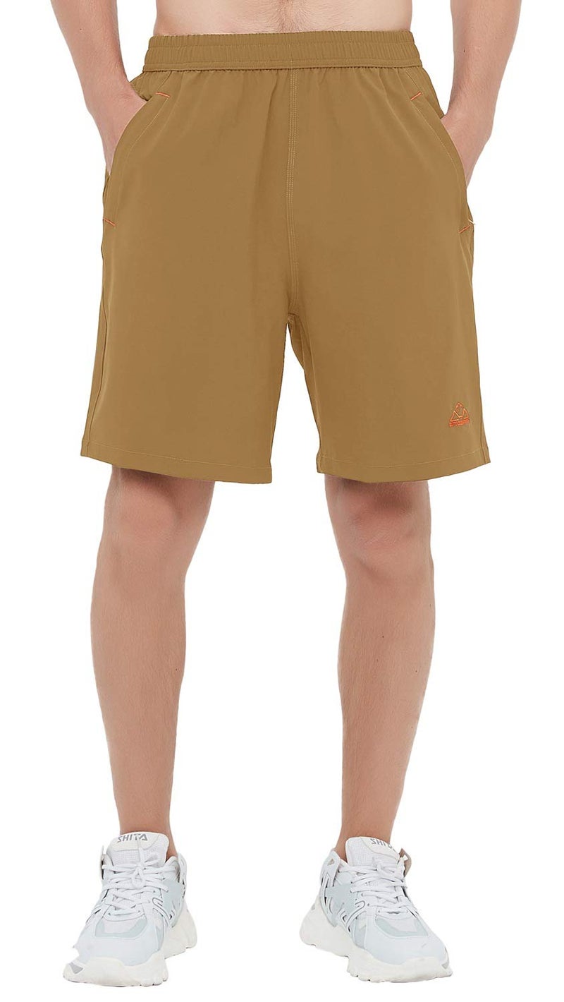 Rdruko Men's Quick Dry Hiking Shorts Lightweight Workout Running Gym Athletic Outdoor 7 Inch Active Shorts with Zipper Pockets(Khaki, US XXXL) - Image 4