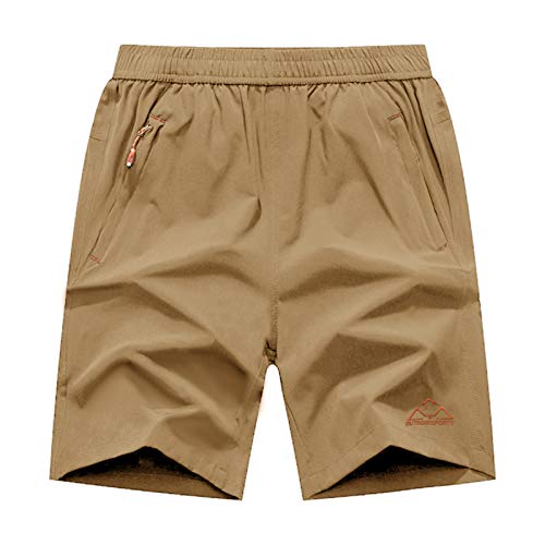 Rdruko Men's Quick Dry Hiking Shorts Lightweight Workout Running Gym Athletic Outdoor 7 Inch Active Shorts with Zipper Pockets(Khaki, US XXXL) - Image 1