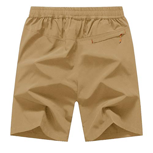 Rdruko Men's Quick Dry Hiking Shorts Lightweight Workout Running Gym Athletic Outdoor 7 Inch Active Shorts with Zipper Pockets(Khaki, US XXXL) - Image 2