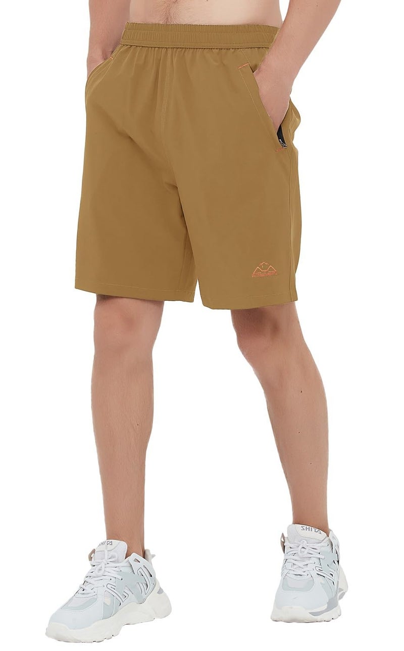 Rdruko Men's Quick Dry Hiking Shorts Lightweight Workout Running Gym Athletic Outdoor 7 Inch Active Shorts with Zipper Pockets(Khaki, US XXXL) - Image 3