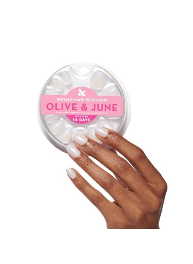 Olive & June Olive June Instant Mani PressOn Nails Valentines Day Glue Medium Oval 42 Fake Nails 21 Sizes NonToxic LongLasting Recycled Materials Realistic Look SalonQuality Pink Goldfish - Image 1
