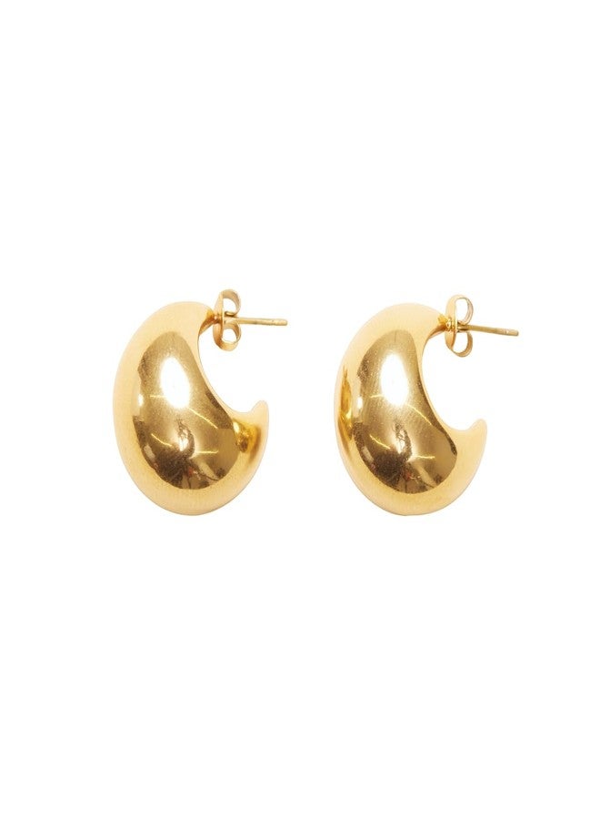 Shapes Studio 18K Gold Plated Titanium Chunky Ball Earrings, Timeless Gold Hoops, Never Tarnish - Image 1