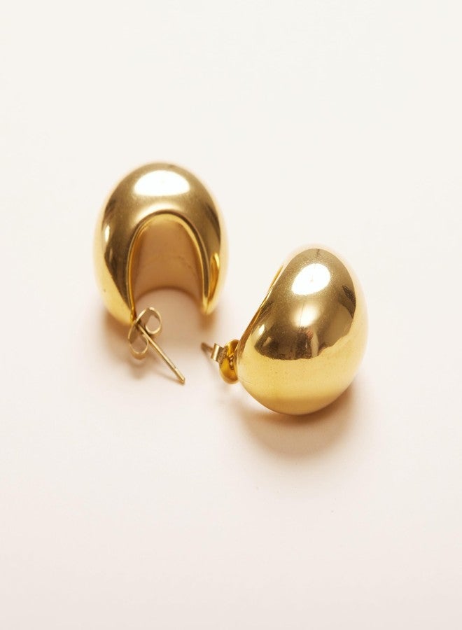 Shapes Studio 18K Gold Plated Titanium Chunky Ball Earrings, Timeless Gold Hoops, Never Tarnish - Image 3