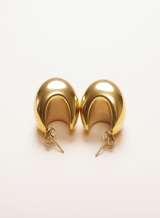 Shapes Studio 18K Gold Plated Titanium Chunky Ball Earrings, Timeless Gold Hoops, Never Tarnish - Image 5
