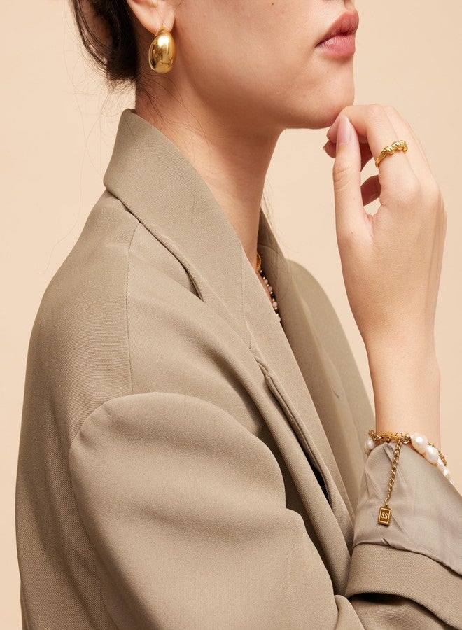 Shapes Studio 18K Gold Plated Titanium Chunky Ball Earrings, Timeless Gold Hoops, Never Tarnish - Image 4