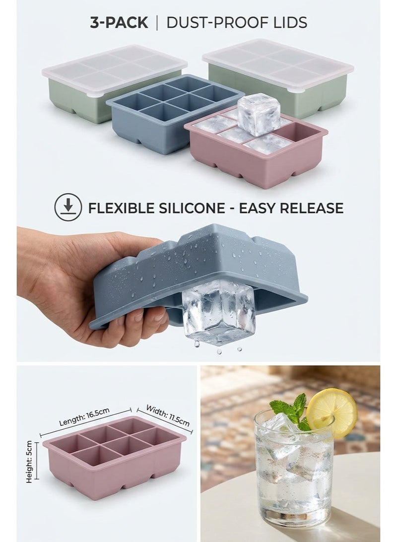3 Piece Silicone Ice Cube Tray, Food-Grade Silicone Ice Cube Mold, Airtight Lid & Large Capacity Fast Freezing Tray, Suitable for Cold Drink Lovers, Home Gatherings, Hotels, Cafes & Baby Food Making - Image 4