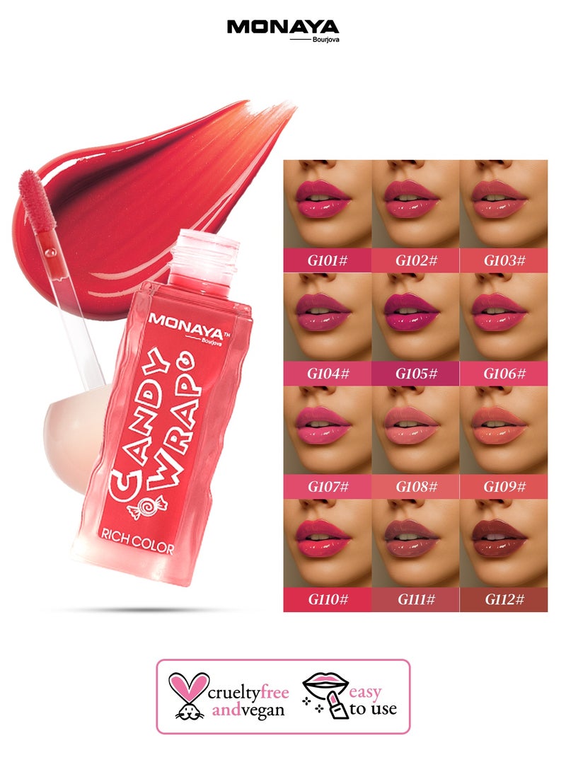 Monaya G013 Candy Wrap Rich Color Lip Gloss - Long-Lasting, Moisturizing, Non-Sticky, 4.5ml, High Shine, Perfect for All-Day Wear - Image 2