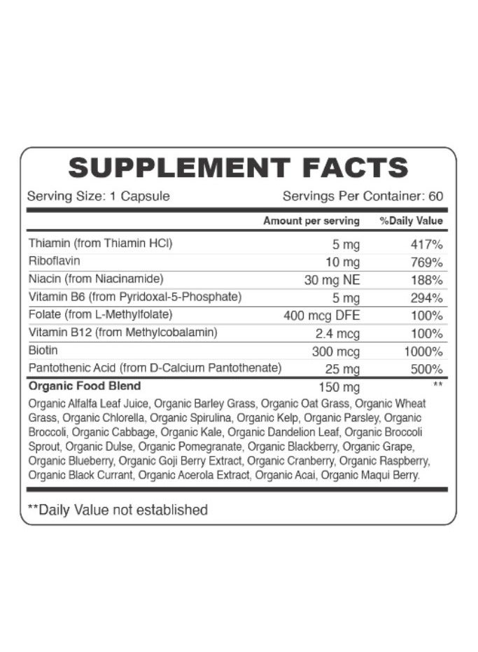Organic Earth B-Complex 60 Capsules – Supports Energy, Metabolism & Nervous System - Image 2