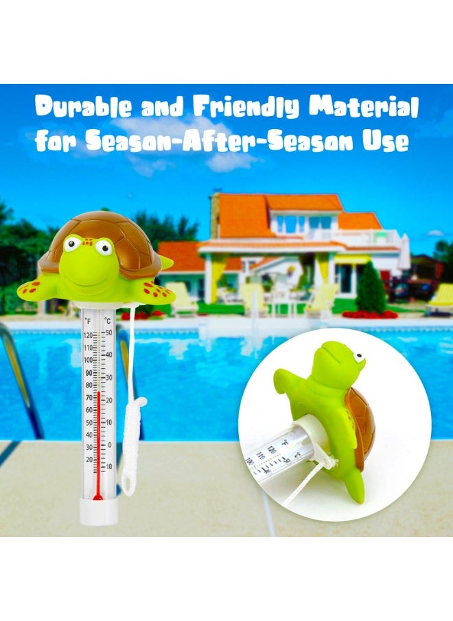 Floating Pool Thermometer, Large Size Easy Read for Water Temperature with String - Swimming Pools, Spas, Hot Tubs, Ponds (Turtle)